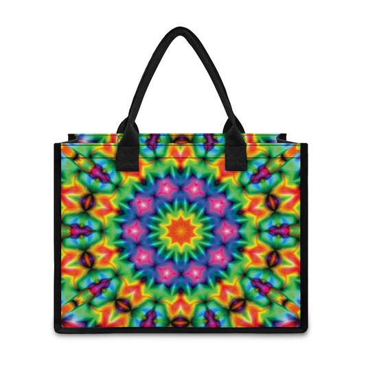 Rainbow Kaleidoscope Print Canvas Tote Bag