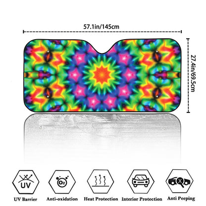 Rainbow Kaleidoscope Print Car Windshield Sun Shade