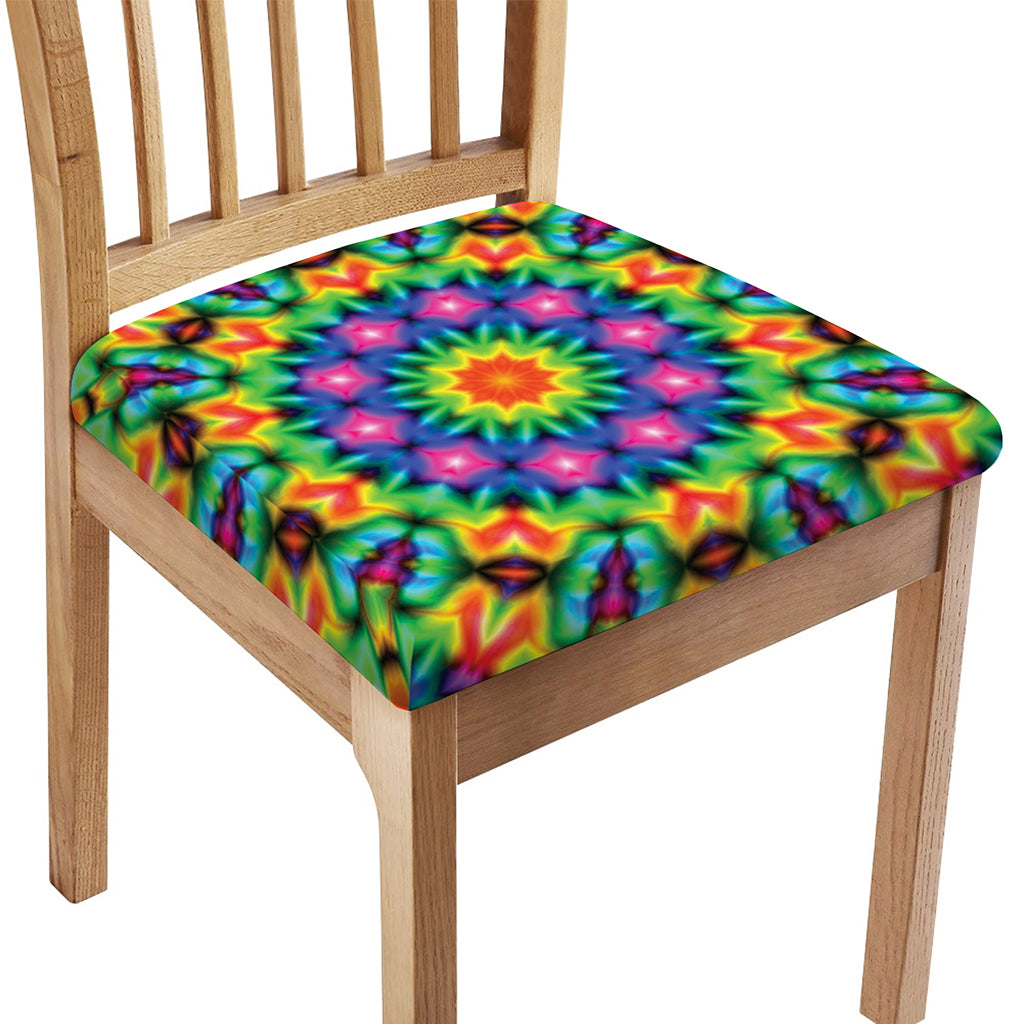 Rainbow Kaleidoscope Print Chair Cushion Cover