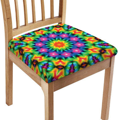 Rainbow Kaleidoscope Print Chair Cushion Cover