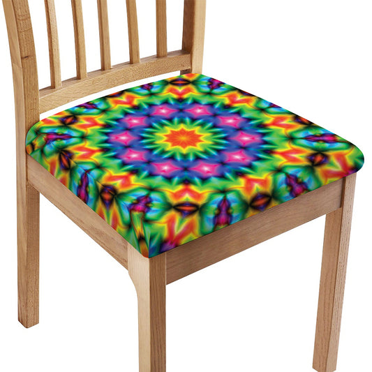 Rainbow Kaleidoscope Print Chair Cushion Cover