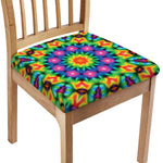 Rainbow Kaleidoscope Print Chair Cushion Cover