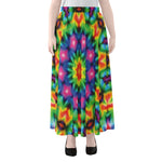 Rainbow Kaleidoscope Print Chiffon Maxi Skirt