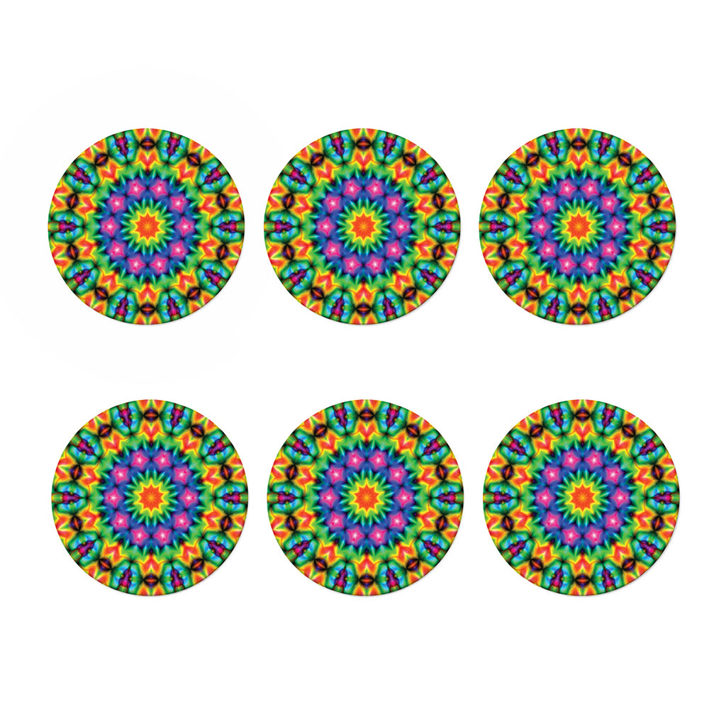 Rainbow Kaleidoscope Print Coaster Set