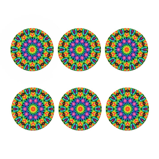 Rainbow Kaleidoscope Print Coaster Set