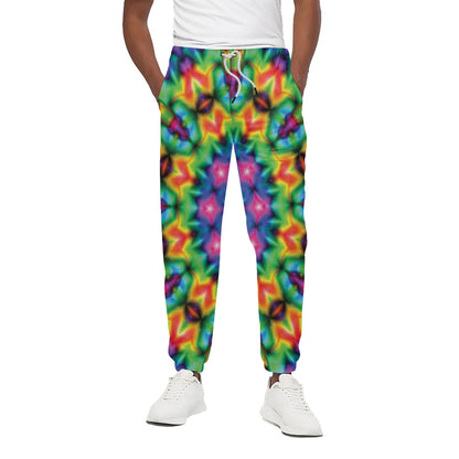 Rainbow Kaleidoscope Print Cotton Pants
