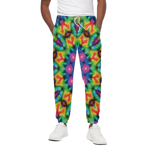 Rainbow Kaleidoscope Print Cotton Pants