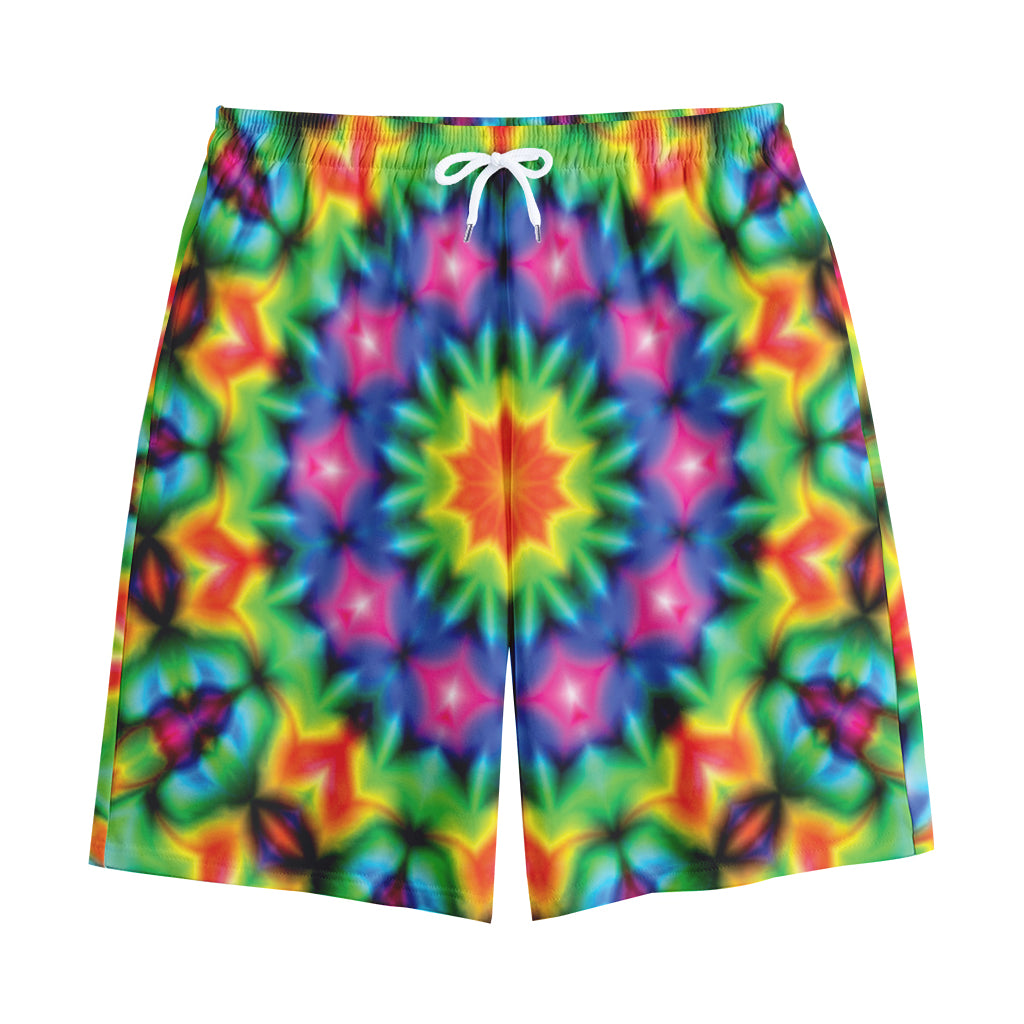 Rainbow Kaleidoscope Print Cotton Shorts