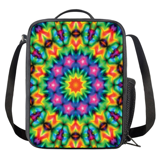 Rainbow Kaleidoscope Print Crossbody Lunch Bag