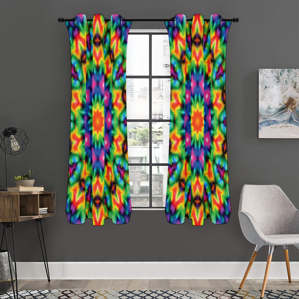 Rainbow Kaleidoscope Print Curtain