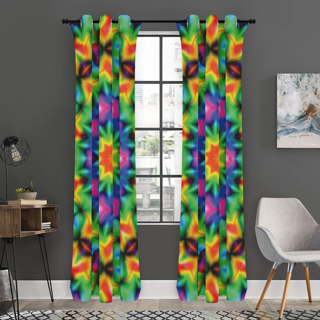 Rainbow Kaleidoscope Print Curtain