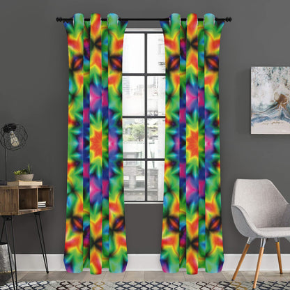 Rainbow Kaleidoscope Print Curtain