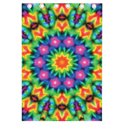 Rainbow Kaleidoscope Print Curtain
