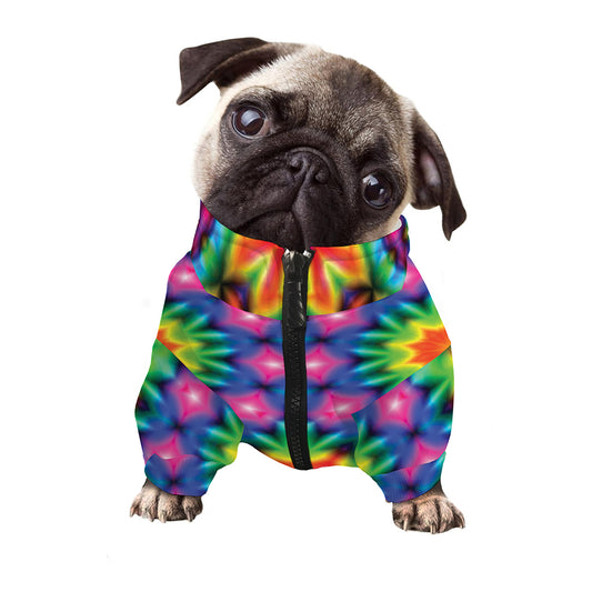 Rainbow Kaleidoscope Print Dog Zip Up Jacket