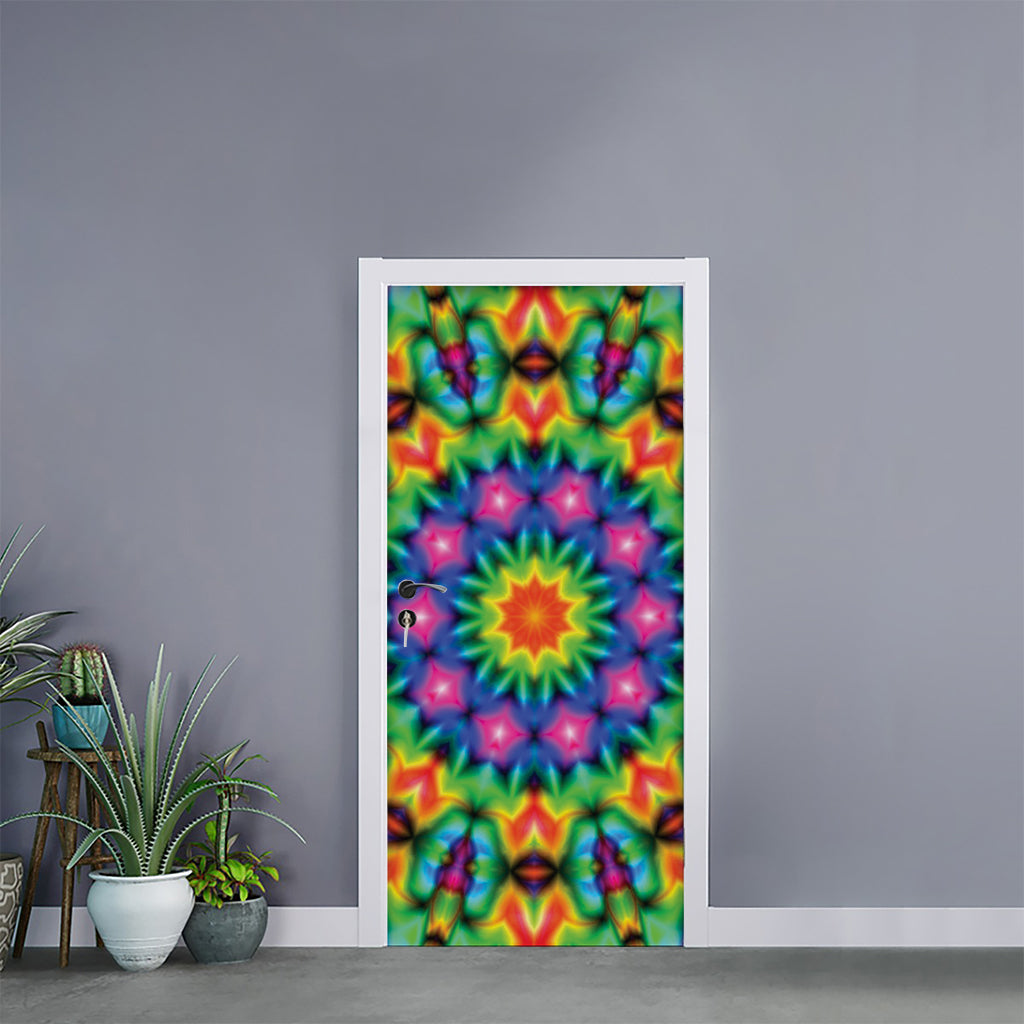 Rainbow Kaleidoscope Print Door Sticker