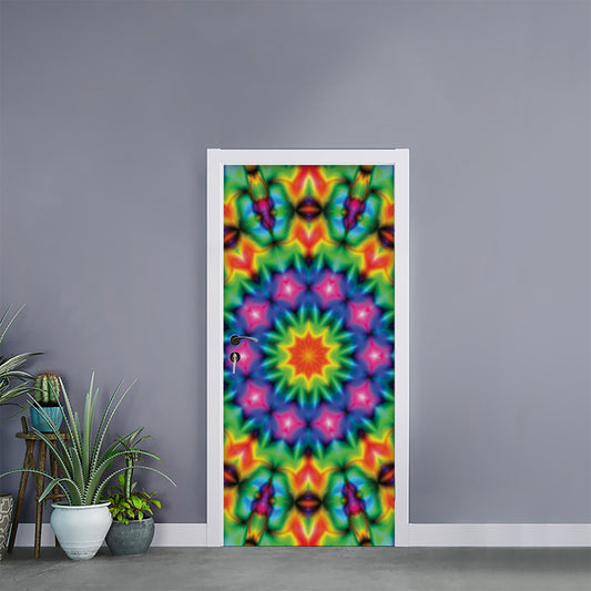 Rainbow Kaleidoscope Print Door Sticker