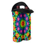 Rainbow Kaleidoscope Print Double Neoprene Wine Tote