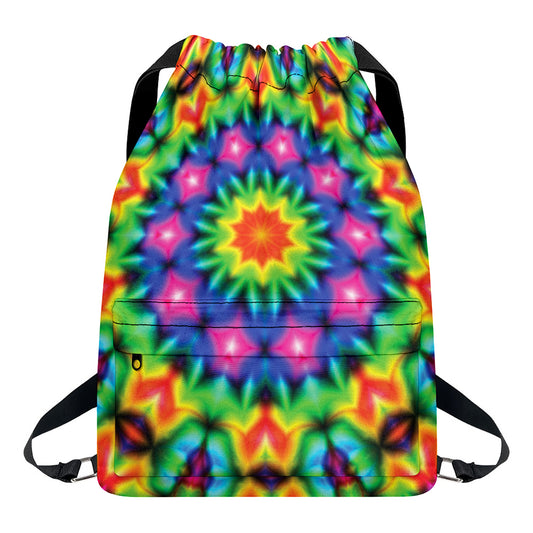 Rainbow Kaleidoscope Print Drawstring Backpack