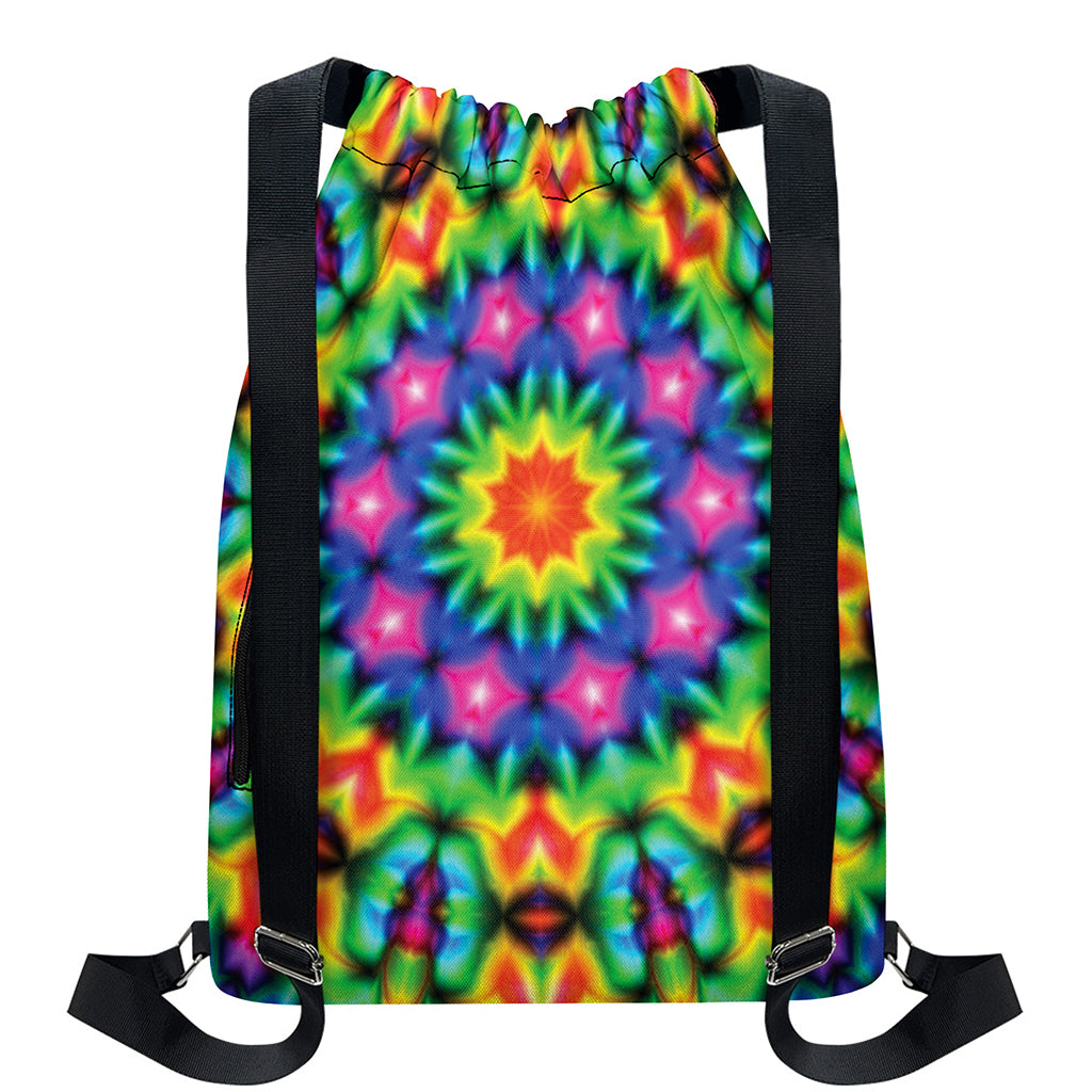 Rainbow Kaleidoscope Print Drawstring Backpack
