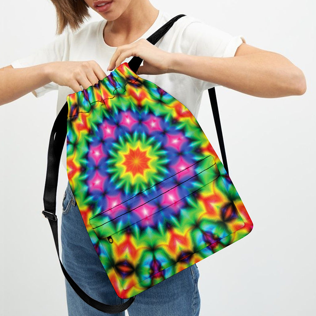 Rainbow Kaleidoscope Print Drawstring Backpack
