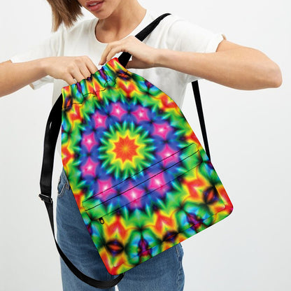 Rainbow Kaleidoscope Print Drawstring Backpack