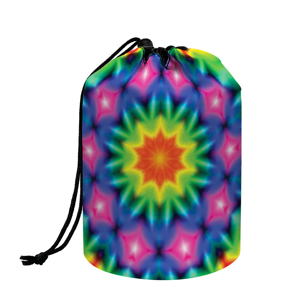 Rainbow Kaleidoscope Print Drawstring Makeup Bag
