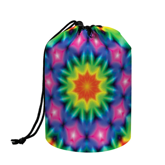 Rainbow Kaleidoscope Print Drawstring Makeup Bag