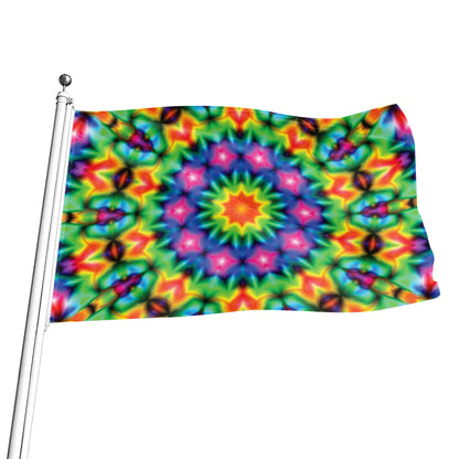 Rainbow Kaleidoscope Print Flag