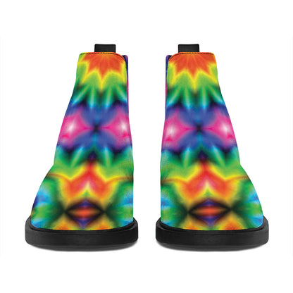 Rainbow Kaleidoscope Print Flat Ankle Boots