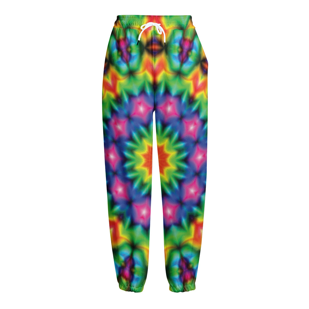 Rainbow Kaleidoscope Print Fleece Lined Knit Pants
