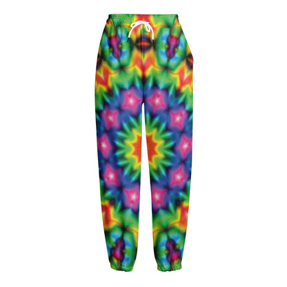 Rainbow Kaleidoscope Print Fleece Lined Knit Pants