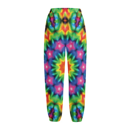 Rainbow Kaleidoscope Print Fleece Lined Knit Pants