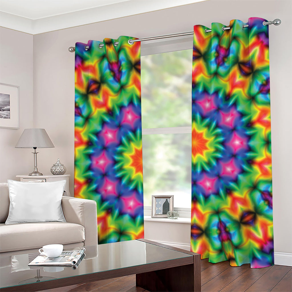 Rainbow Kaleidoscope Print Grommet Curtains