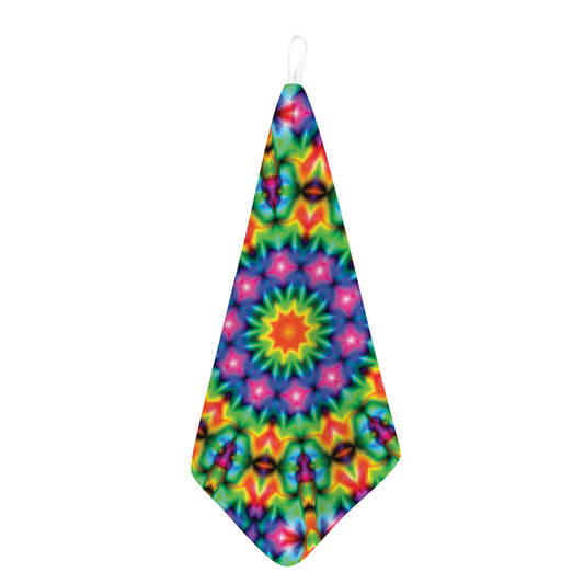 Rainbow Kaleidoscope Print Hand Towel