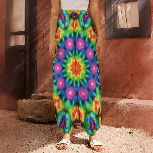 Rainbow Kaleidoscope Print Harem Pants