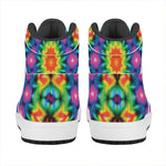 Rainbow Kaleidoscope Print High Top Leather Sneakers