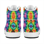 Rainbow Kaleidoscope Print High Top Leather Sneakers