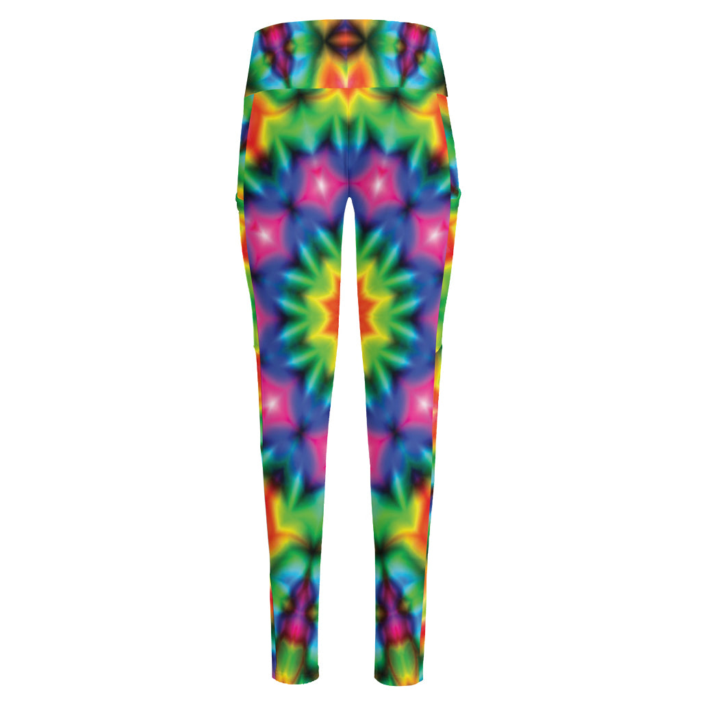 Rainbow Kaleidoscope Print High-Waisted Pocket Leggings