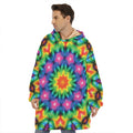 Rainbow Kaleidoscope Print Hoodie Blanket