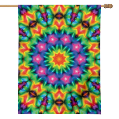 Rainbow Kaleidoscope Print House Flag