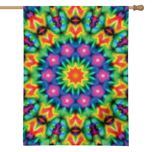 Rainbow Kaleidoscope Print House Flag