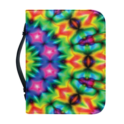 Rainbow Kaleidoscope Print Leather Bible Cover