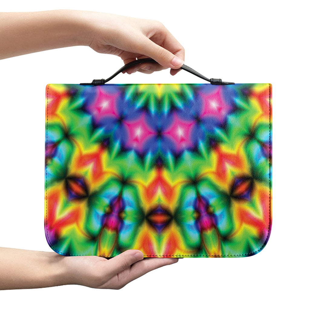 Rainbow Kaleidoscope Print Leather Bible Cover