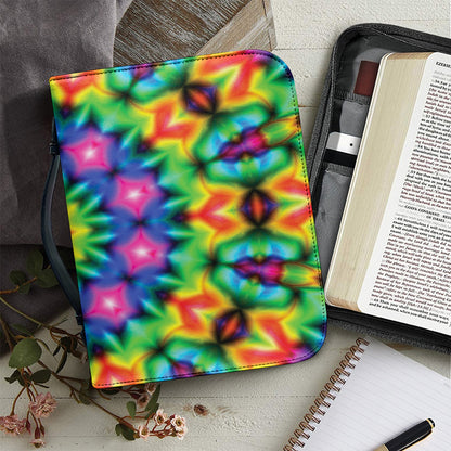 Rainbow Kaleidoscope Print Leather Bible Cover