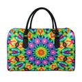 Rainbow Kaleidoscope Print Leather Duffel Bag