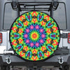 Rainbow Kaleidoscope Print Leather Spare Tire Cover