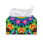 Rainbow Kaleidoscope Print Leather Tissue Box Cover
