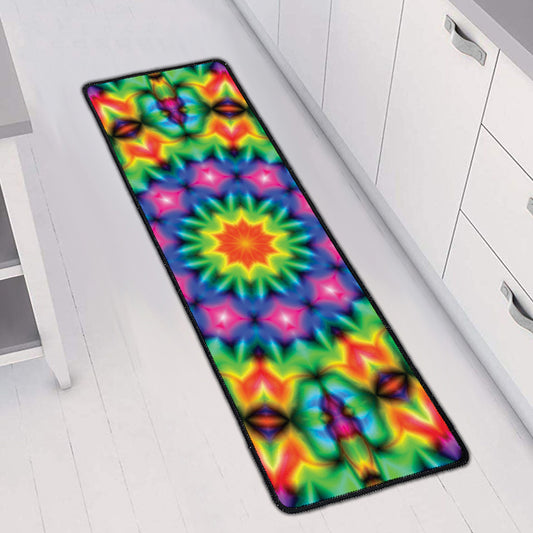 Rainbow Kaleidoscope Print Long Kitchen Mat