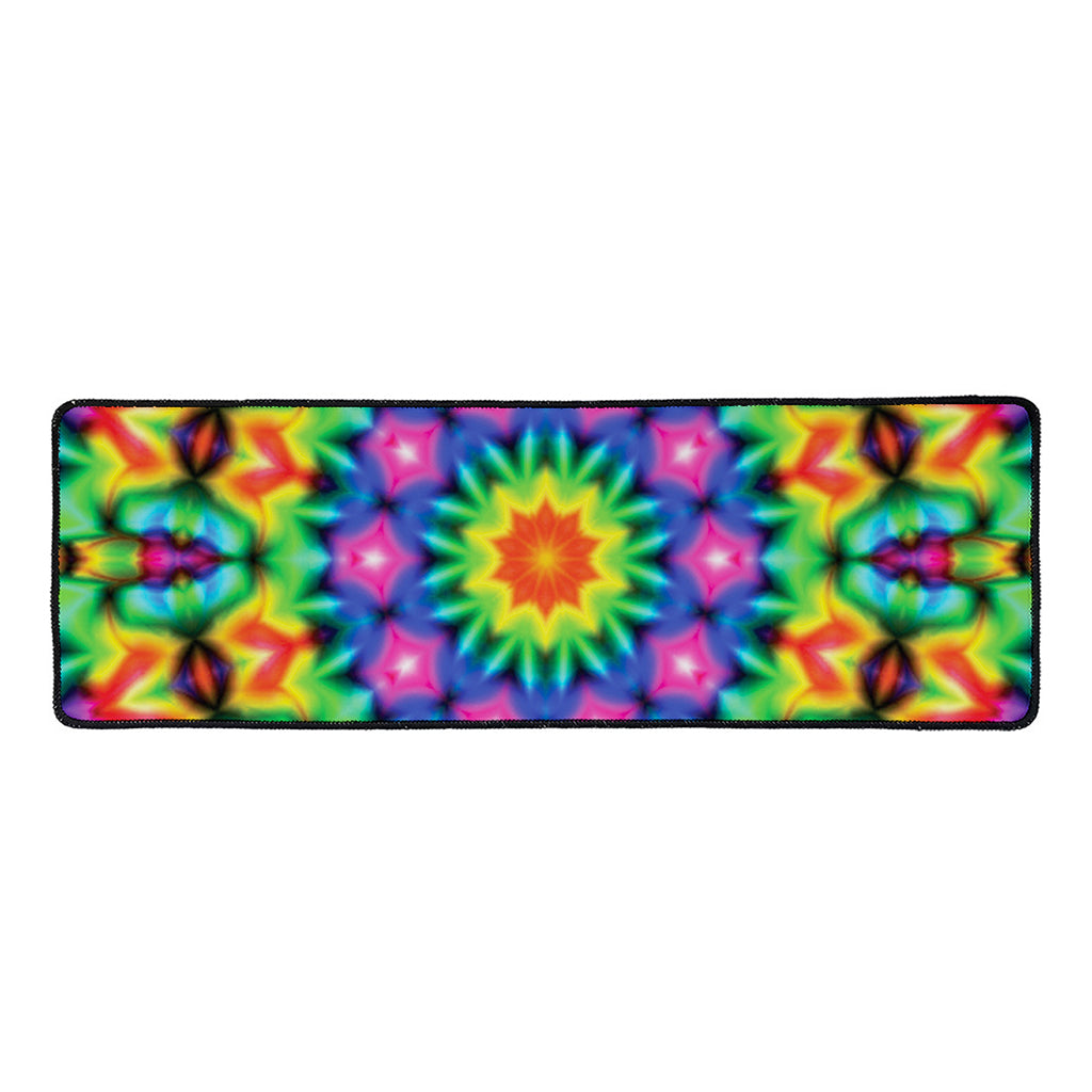 Rainbow Kaleidoscope Print Long Kitchen Mat