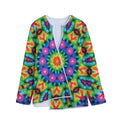 Rainbow Kaleidoscope Print Long Sleeve Short Coat
